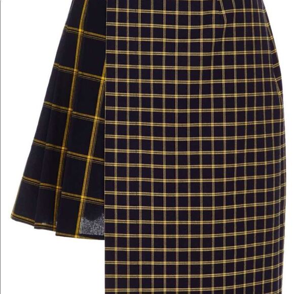 SEA Pleated Skirt Midi Mini Asymmetric Phantom Skirt New Plaid Size 0 - Picture 11 of 12